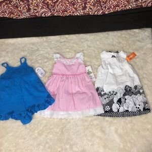 Girl’s Summer Bundle Size 3T  2 Dresses and 
Romper